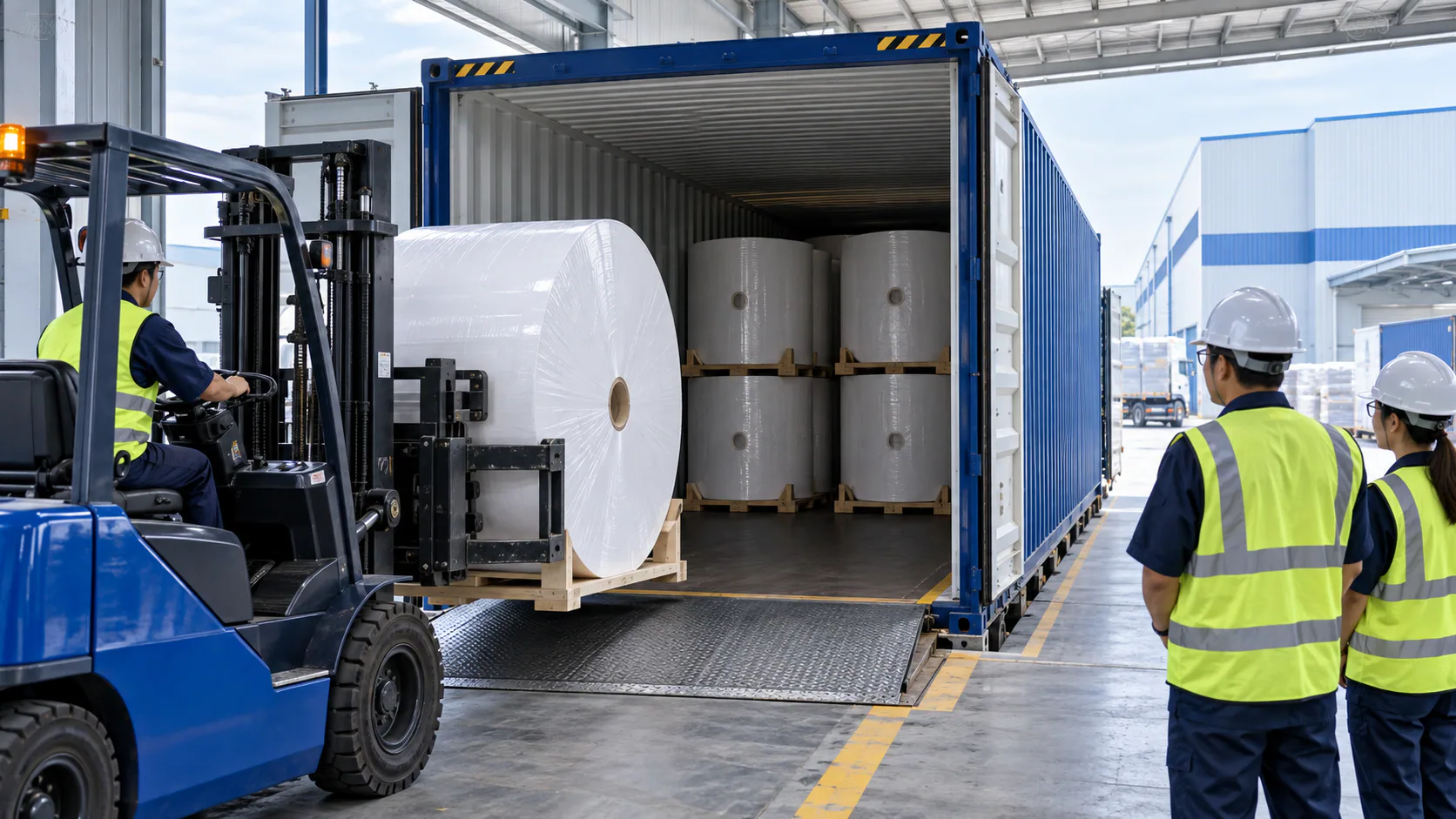 Illustration of parent reels being loaded into a container